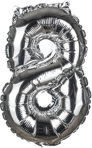 Globo de foil número 8, 30 cm – mezcla dorada y plateada