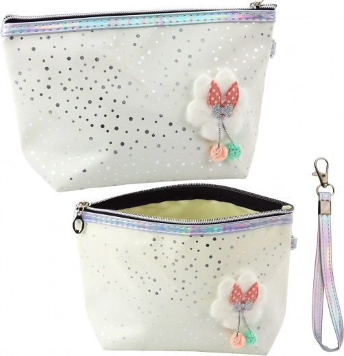 Neceser colgante con lunares brillantes blanco 23x16cm