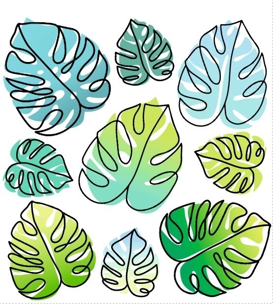 Imágenes termoadhesivas con hojas de monstera 15 × 21 cm