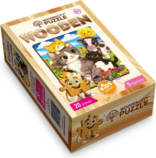 WOODEN CITY puzzle de madera pradera de gatos 20 piezas