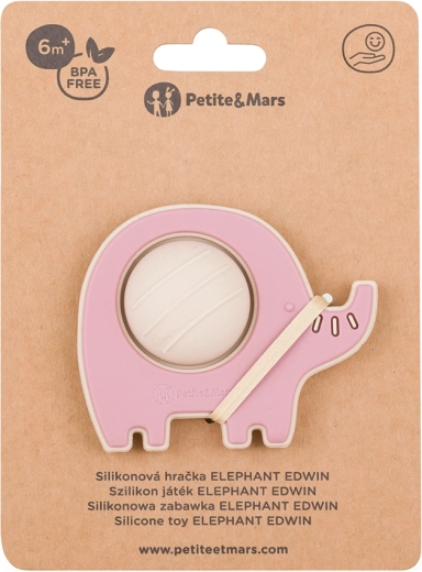 Mordedor y juguete de silicona Petite&Mars Elefante Edwin Dusty Rose