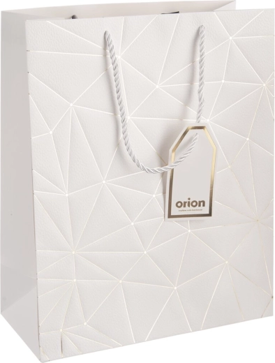 Bolsa de papel para regalo con motivo de rejilla blanca 26 × 12 × 32 cm