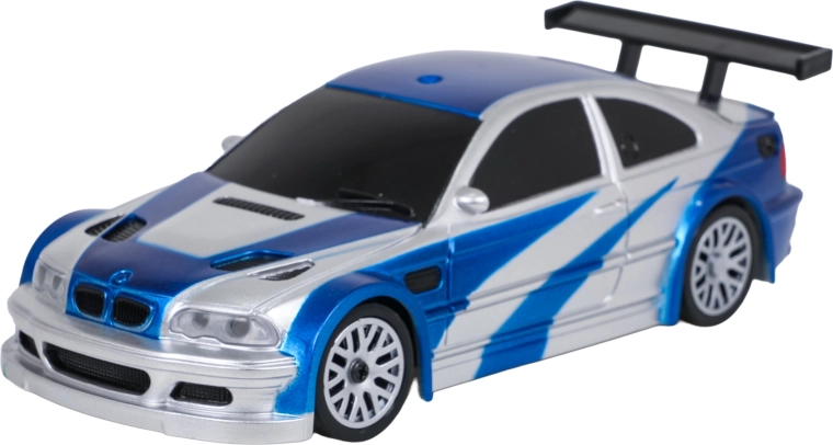 Coche teledirigido de drift a escala 1:43, azul, con accesorios