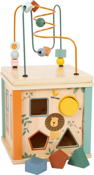 Cubo de motricidad de madera Safari para niños