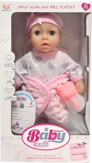 Muñeco bebé con biberón - 1 pieza