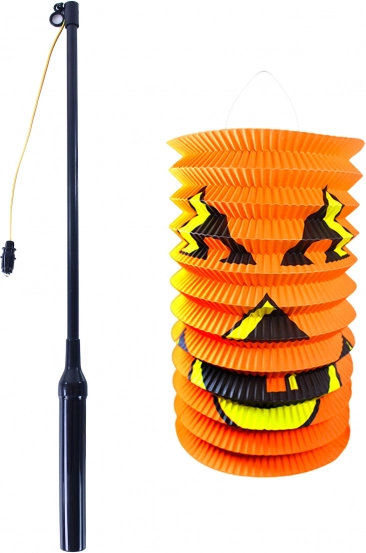 Farolillo de Halloween calabaza 15 cm con varita luminosa 40 cm