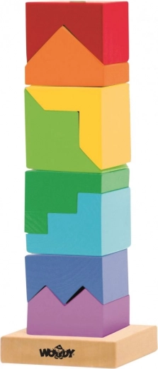 Torre de madera de colores para apilar