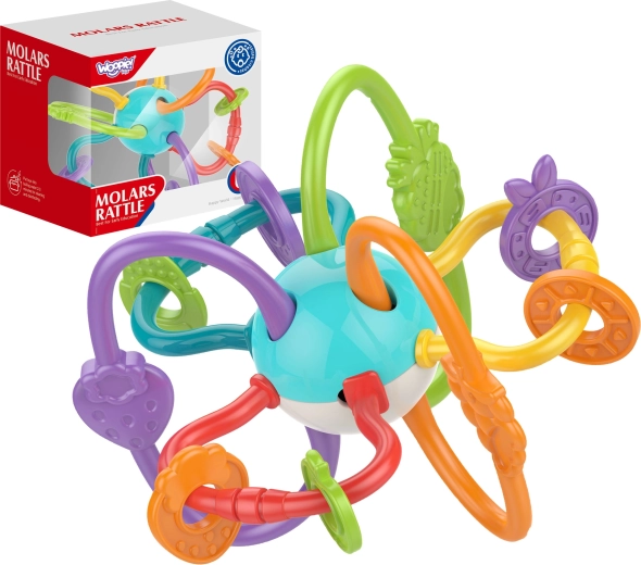 Juguete sensorial infantil sonajero y mordedor 2 en 1 Woopie