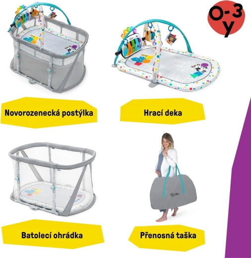 Cuna y parque de juegos con teclado Baby Einstein 3 en 1 Kick & Snooze