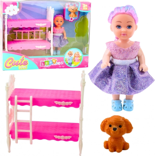 Set de muñeca con litera y perrito