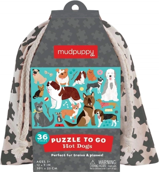 Puzzle de perros en bolsa de tela 36 piezas