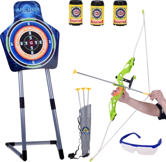 Gran set de tiro con arco infantil con diana, flechas y soporte