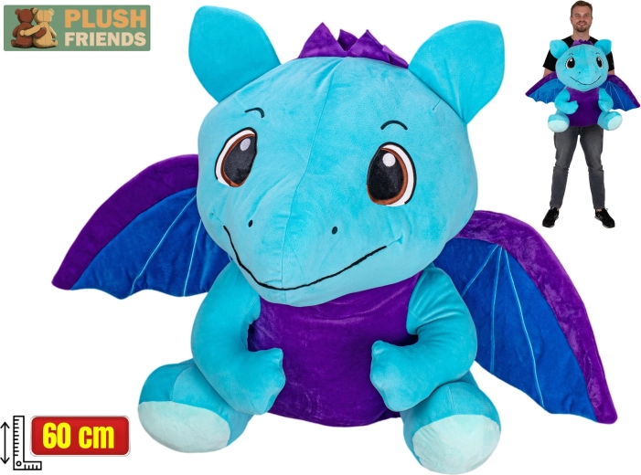 Plush Friends dragón azul de peluche 60 cm sentado