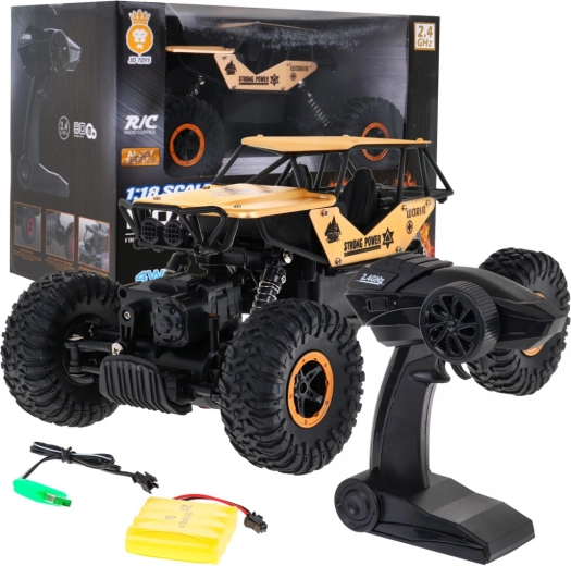 Coche todoterreno RC Crawler Monster 1:18 para niños 6+ – Dorado
