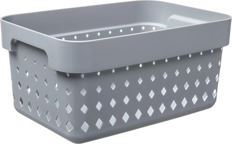 Cesta Seoul pequeña, plástico reciclado, gris 26 × 18 × 12,6 cm
