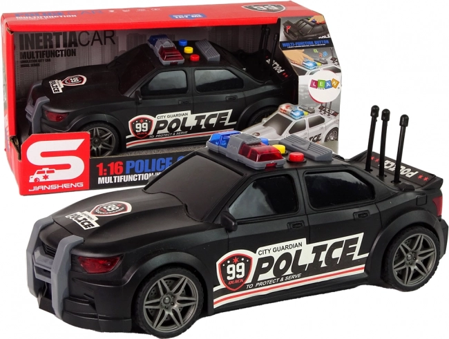 Coche deportivo de policía 1:16, negro con sonido