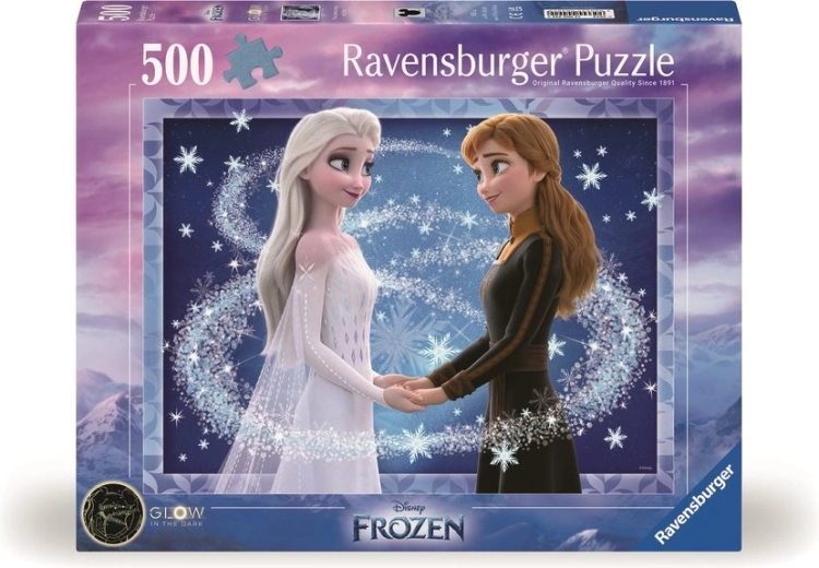 Puzzle Ravensburger Disney Frozen Elsa y Anna 500 piezas que brilla en la oscuridad