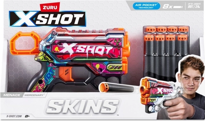ZURU X-Shot Skins Menace Mercenary bláster de espuma para niños