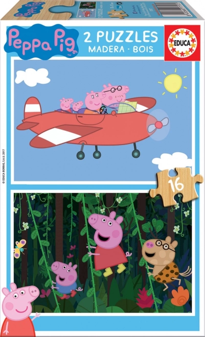 Puzle de madera PEPPA PIG 2×16 piezas