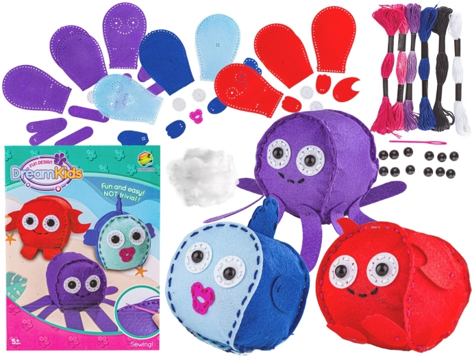 Kit creativo de costura/bordado para coser peluches y cojines – animales marinos