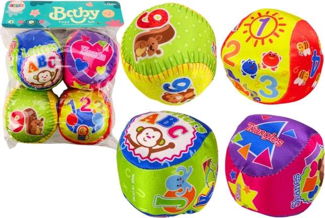 Juego de pelotas educativas blandas y coloridas con sonajero, 4 uds