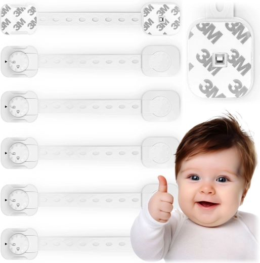 Cierres de seguridad infantiles para armarios RICOKIDS, 6 uds., blancos