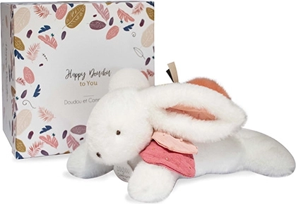 Set de regalo – conejito de peluche con pompón rosa oscuro 25 cm