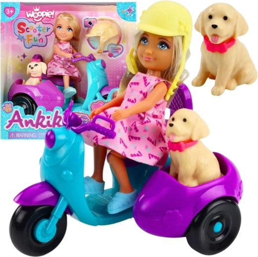 Woopie Royal muñeca en scooter con perro