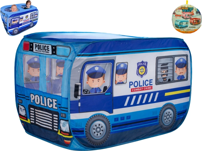 Tienda infantil de tela con forma de coche de policía