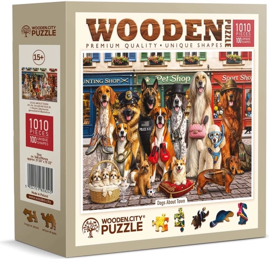 WOODEN CITY puzzle de madera Perros en la ciudad, 1010 piezas