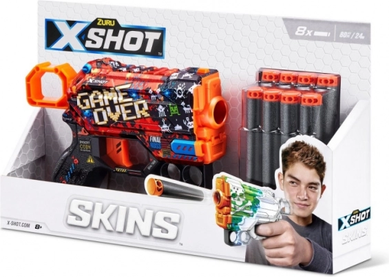 X-Shot Skins Menace – pistola de dardos de espuma, diseño B (8 dardos)