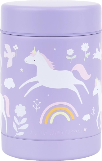 A Little Lovely Company fiambrera térmica de acero inoxidable con unicornios y arcoíris 300 ml
