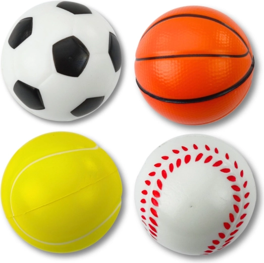 Set de pelotas deportivas de espuma de 6 cm: fútbol, baloncesto, tenis, béisbol (4 uds.)