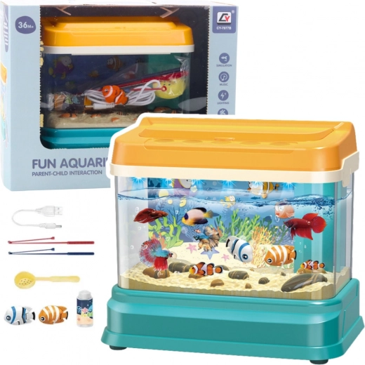 Acuario magnético educativo con iluminación LED y burbujas