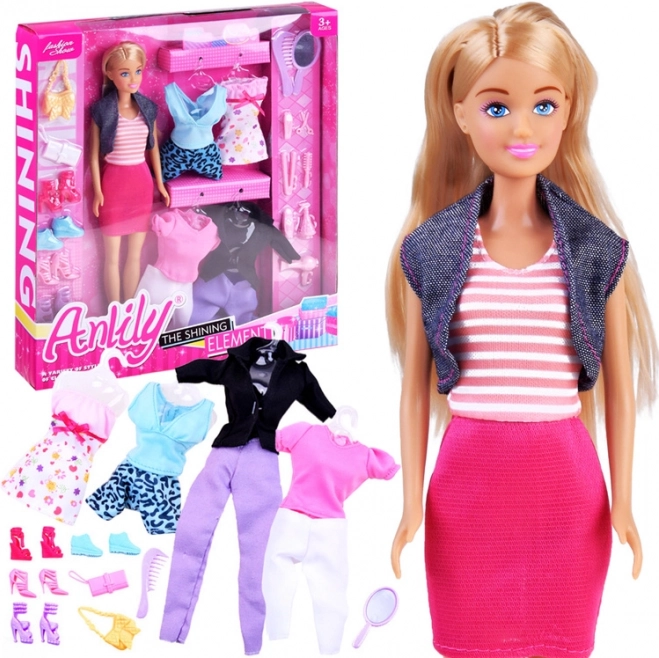 Muñeca ANLILY con ropa, zapatos y accesorios de peluquería