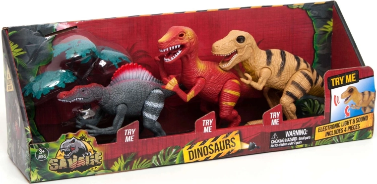 Tres dinosaurios y un arbolito en un solo paquete