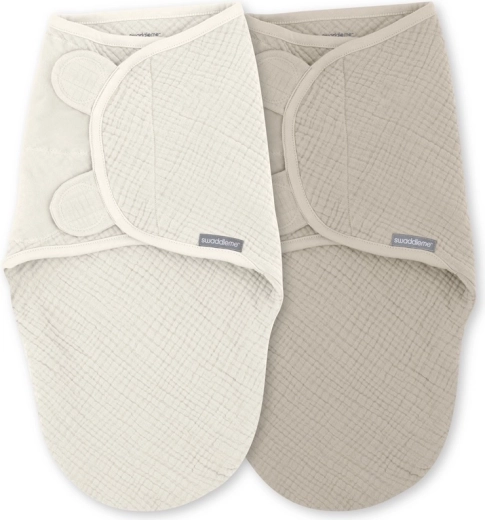 Arrullos de muselina SwaddleMe™ Ulitka 1 TOG para bebés de 0 a 3 meses, Cream/Cashew, 2 unidades