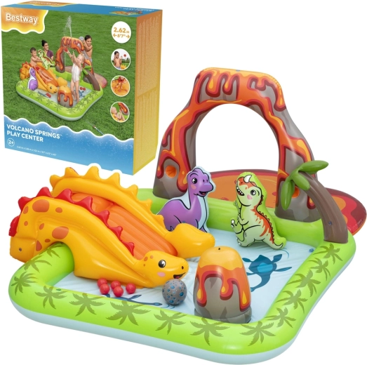 Centro de juegos acuático hinchable Bestway con dinosaurios y volcán Volcano and springs