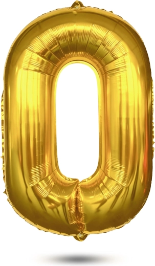 Globo de foil dorado con forma de número 0, 75 cm