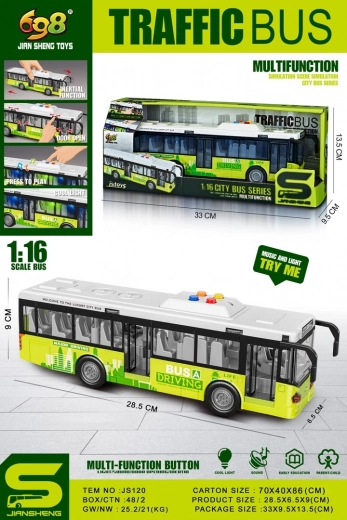 Autobús verde interactivo con luces y sonidos 1:16