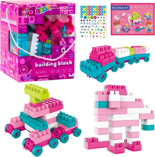 Bloques de construcción espaciales de color rosa pastel – 150 piezas
