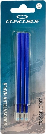 Recambios para bolígrafo borrable CONCORDE, azul, 0,5 mm, 3 uds.