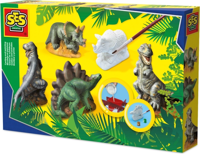 Kit creativo triple de dinosaurios de yeso
