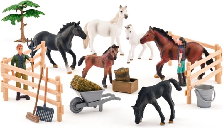 Juego de 25 caballos Faunica (blancos y negros)