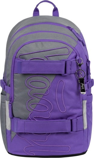 Mochila escolar Baagl Skate Dual GRS, morado-gris, para portátil de 15″