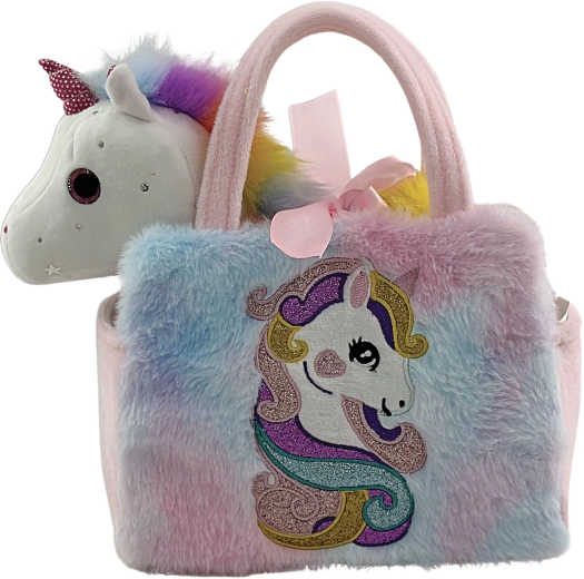 Bolso de peluche con unicornio y estrellita