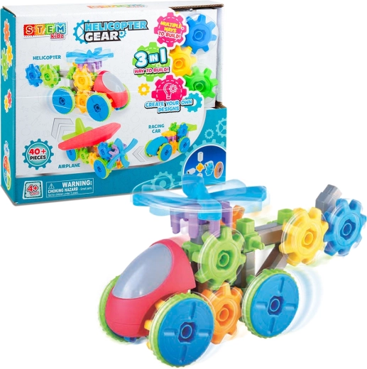 Kit de construcción STEM helicóptero y coche de carreras 3 en 1 HAP-P-KID