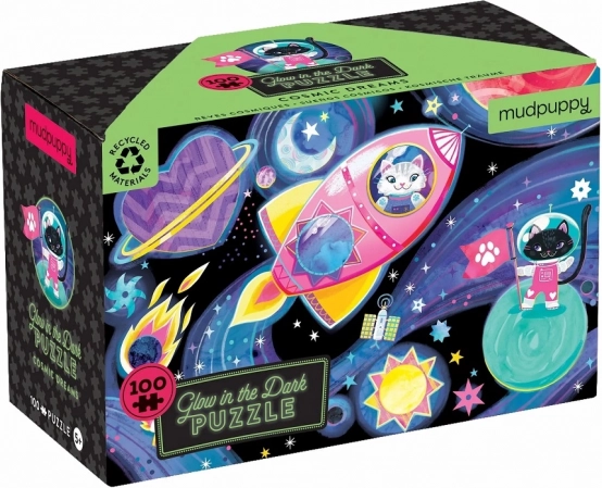 Mudpuppy Puzzle Sueños espaciales que brillan en la oscuridad 100 piezas