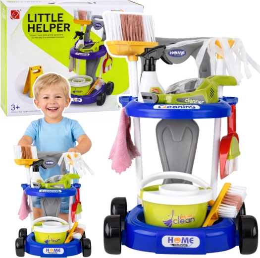 Carrito de limpieza interactivo para niños con aspiradora y 20 accesorios
