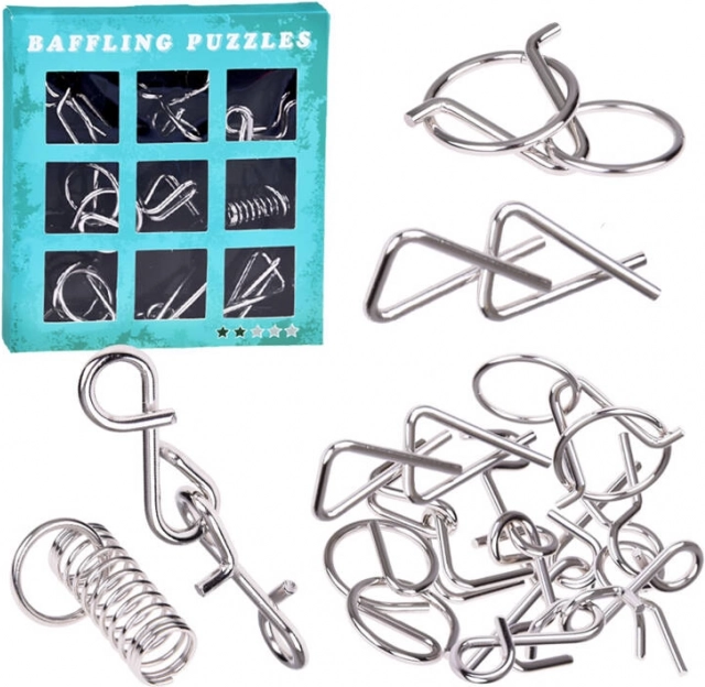 Set de rompecabezas metálicos de alambre – 9 piezas